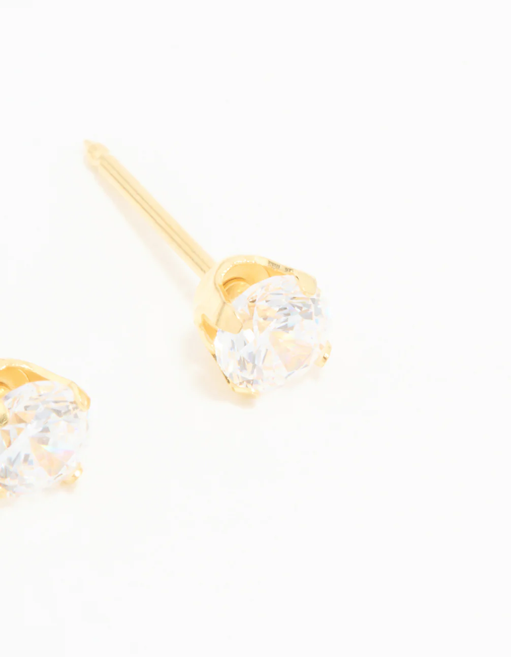 24KT Gold Plated Surgical Stainless Steel 4MM Cubic Zirconia Piercing Stud - Image 3