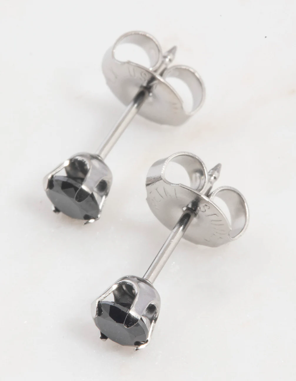 Surgical Steel Black Cubic Zirconia Piercing Stud 3mm - Image 2