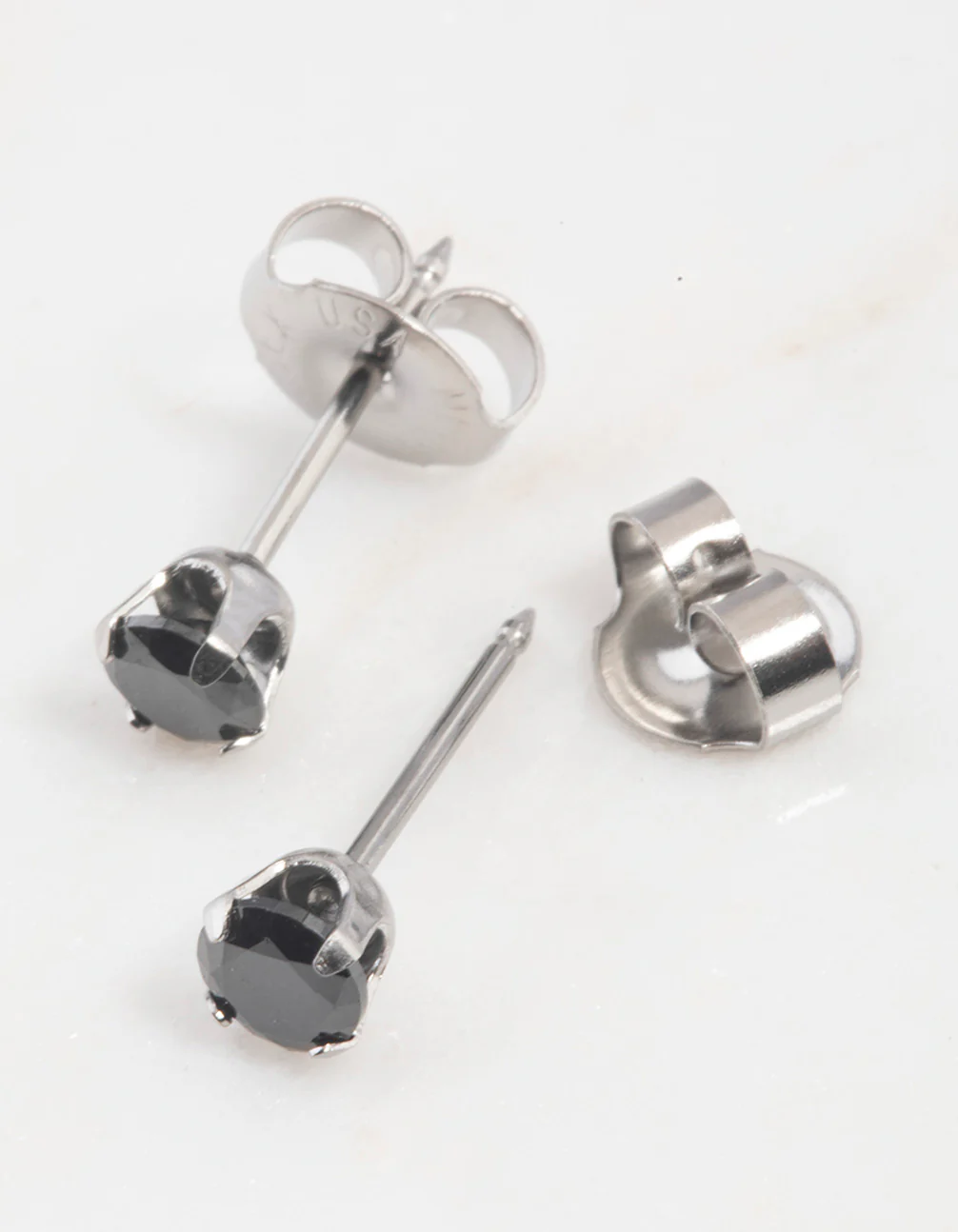 Surgical Steel Black Cubic Zirconia Piercing Stud 3mm - Image 3