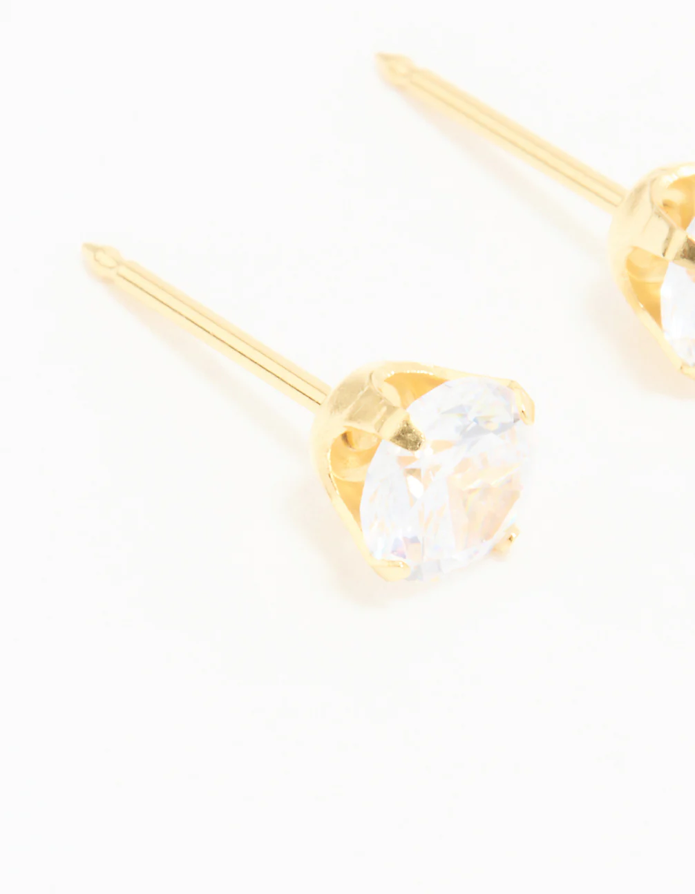 24KT Gold Plated Surgical Stainless Steel 5MM Cubic Zirconia Piercing Stud - Image 2