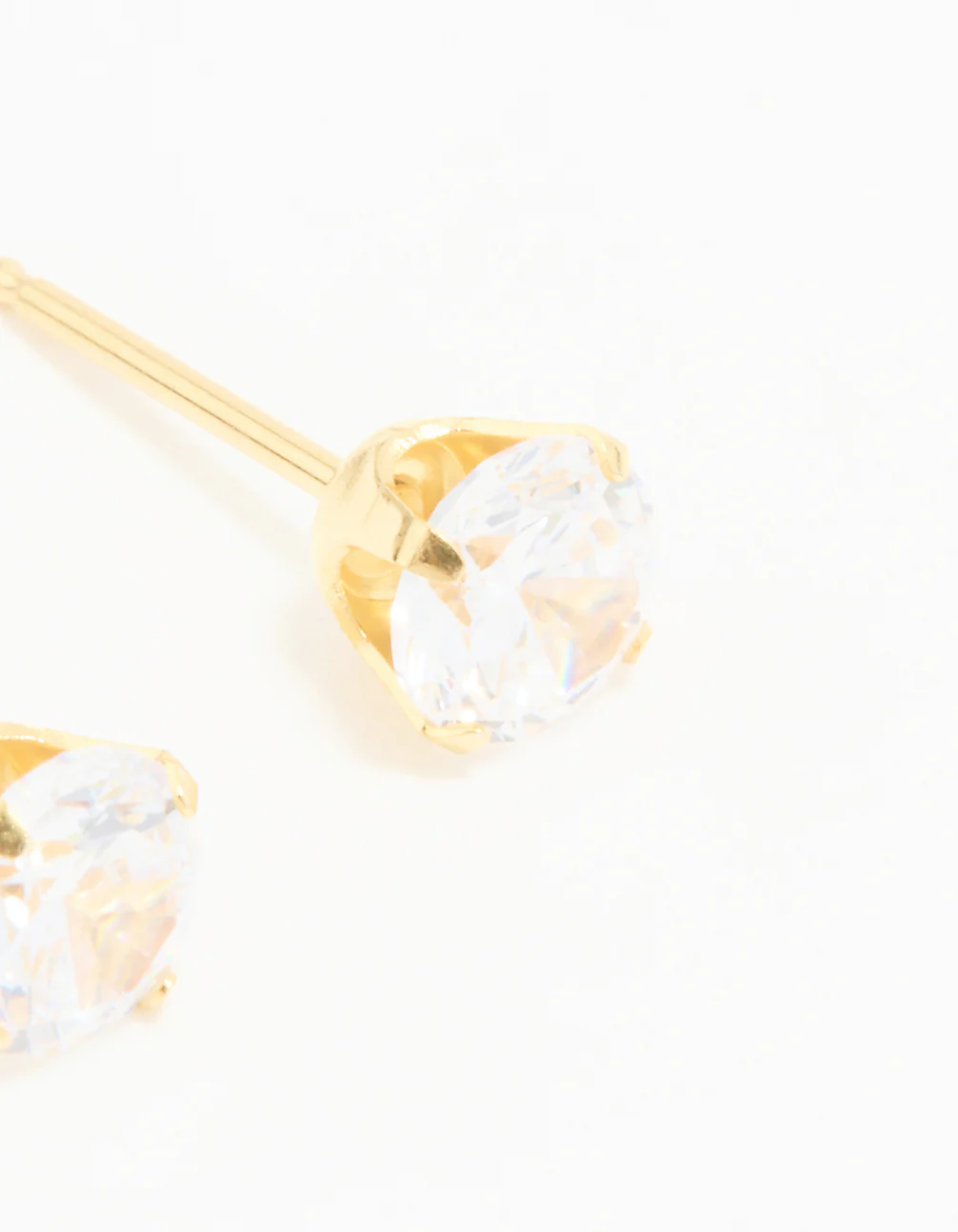 24KT Gold Plated Surgical Stainless Steel 5MM Cubic Zirconia Piercing Stud - Image 3