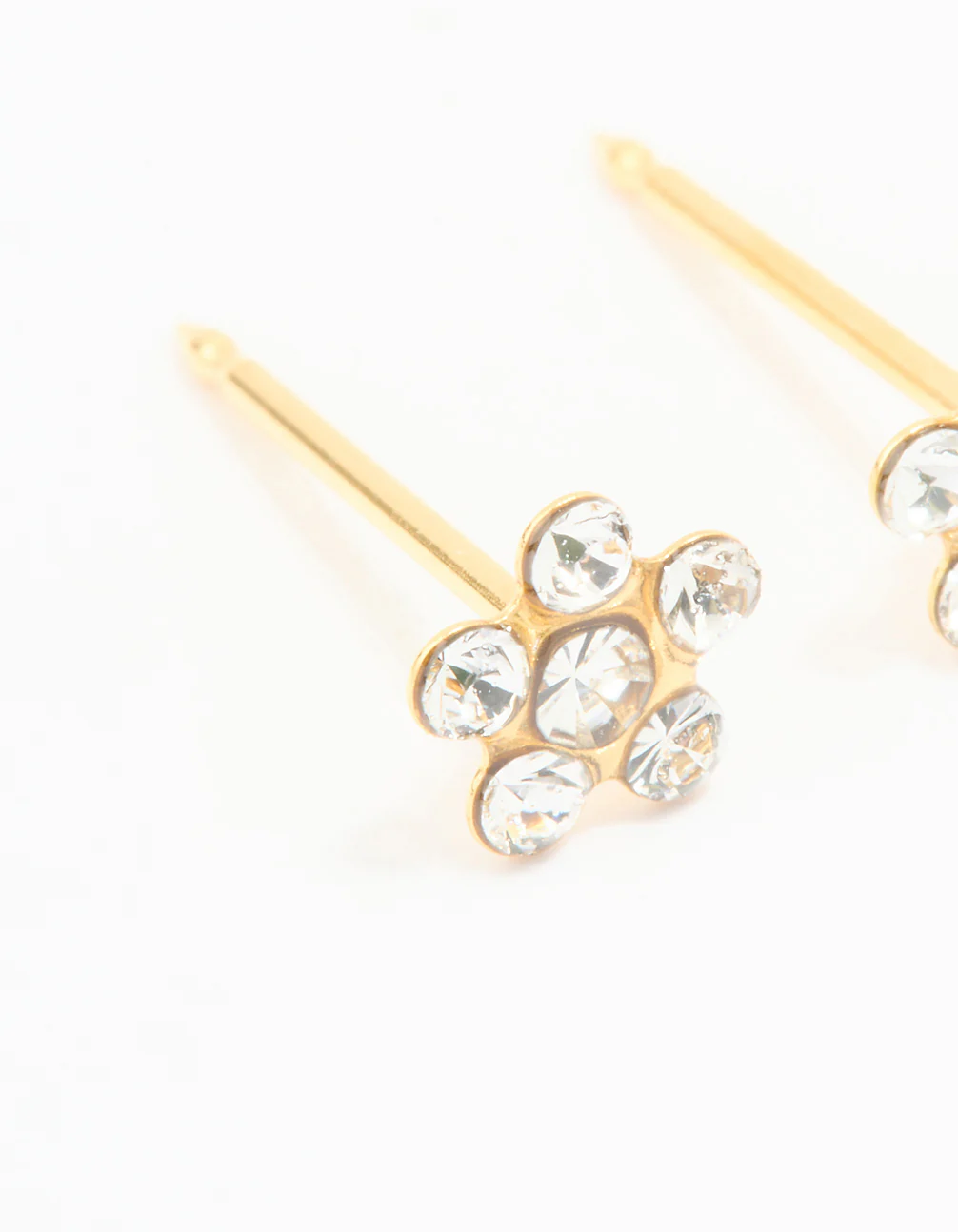 24KT Gold Plated Surgical Stainless Steel Cubic Zirconia Daisy Piercing Stud - Image 2