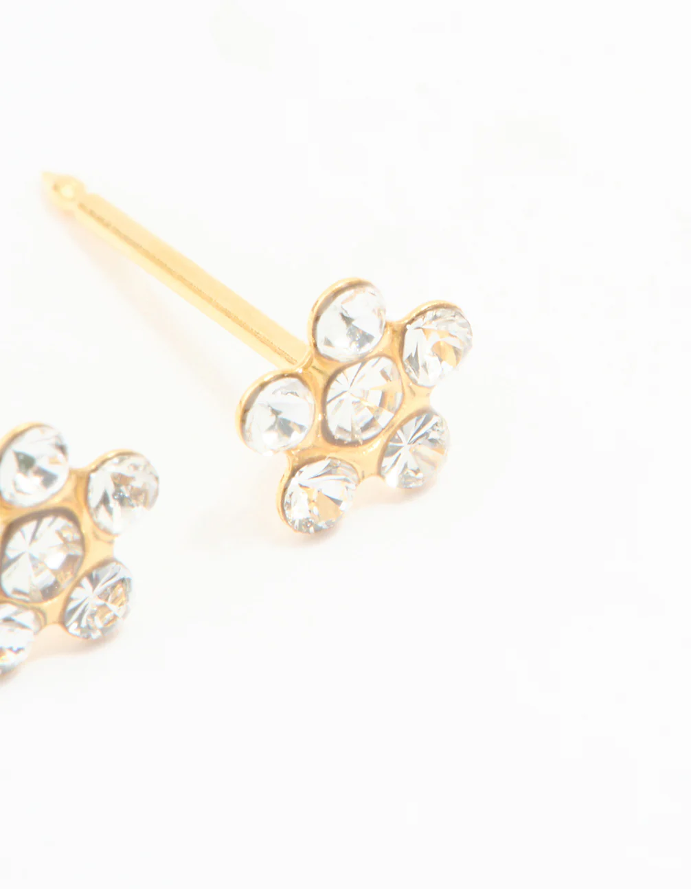 24KT Gold Plated Surgical Stainless Steel Cubic Zirconia Daisy Piercing Stud - Image 3