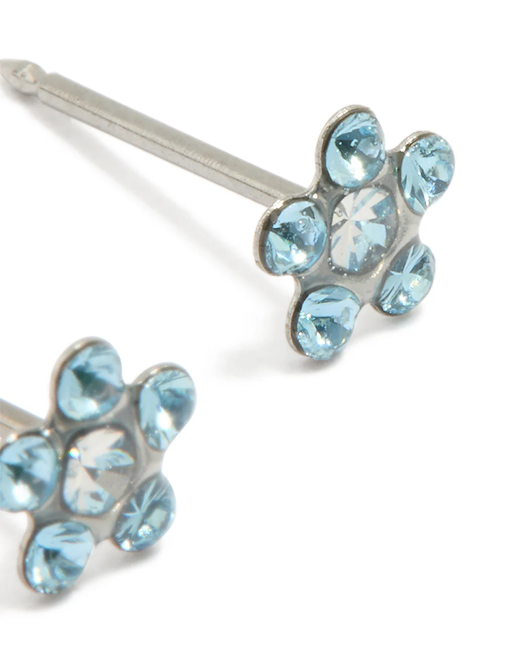 Surgical Stainless Steel Aqua Cubic Zirconia Daisy Piercing Stud - Image 3