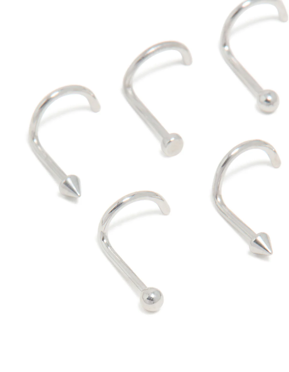 Surgical Steel Ball & Pointed Nose Corkscrew Studs 6-Pack - Image 2