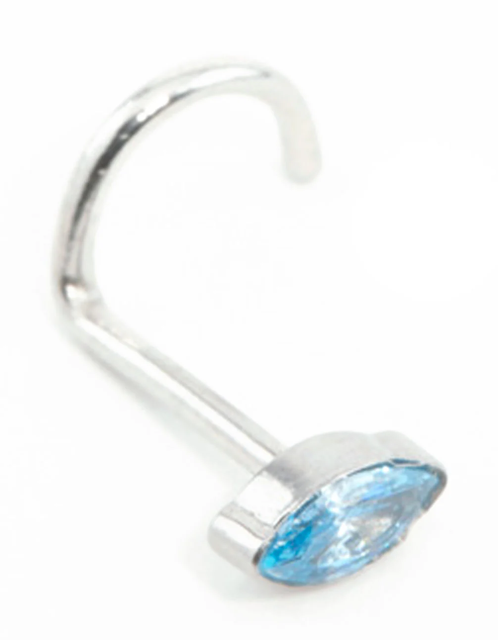 Surgical Steel Blue Marquise Cubic Zirconia Threadless Nose Stud