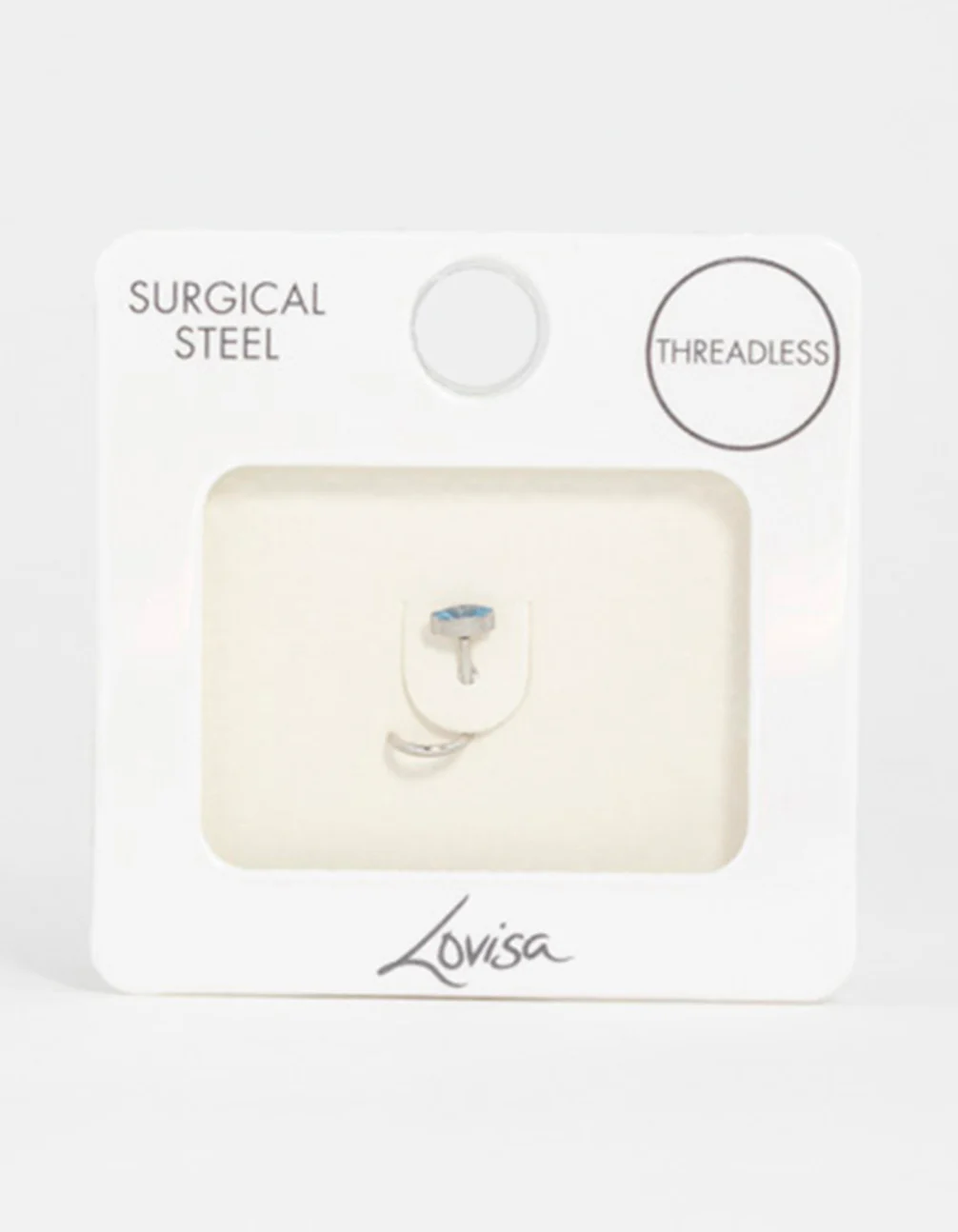 Surgical Steel Blue Marquise Cubic Zirconia Threadless Nose Stud - Image 3