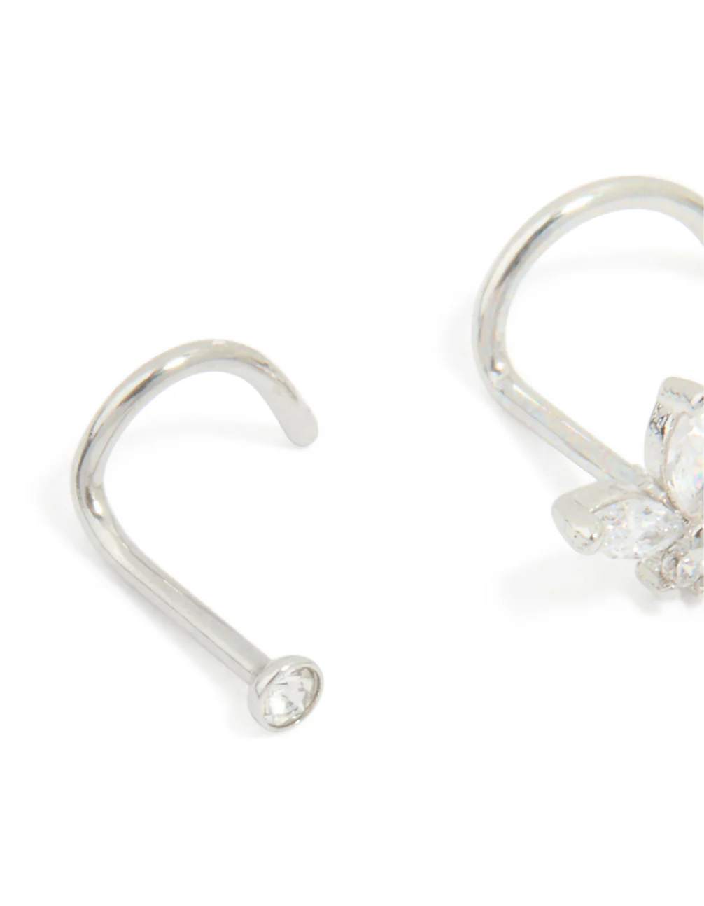 Surgical Steel Butterfly & Diamante Nose Studs 3-Pack - Image 2
