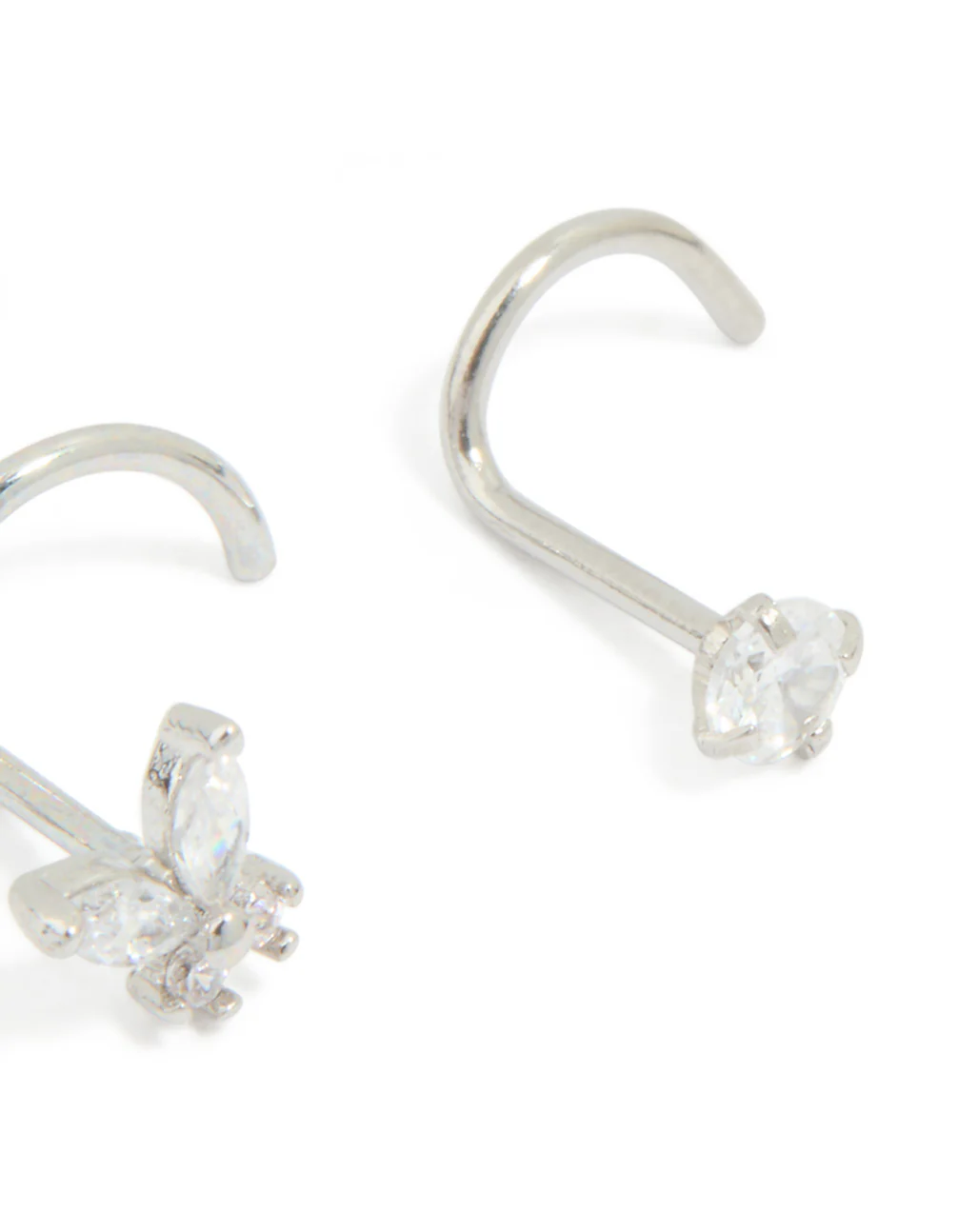 Surgical Steel Butterfly & Diamante Nose Studs 3-Pack - Image 3