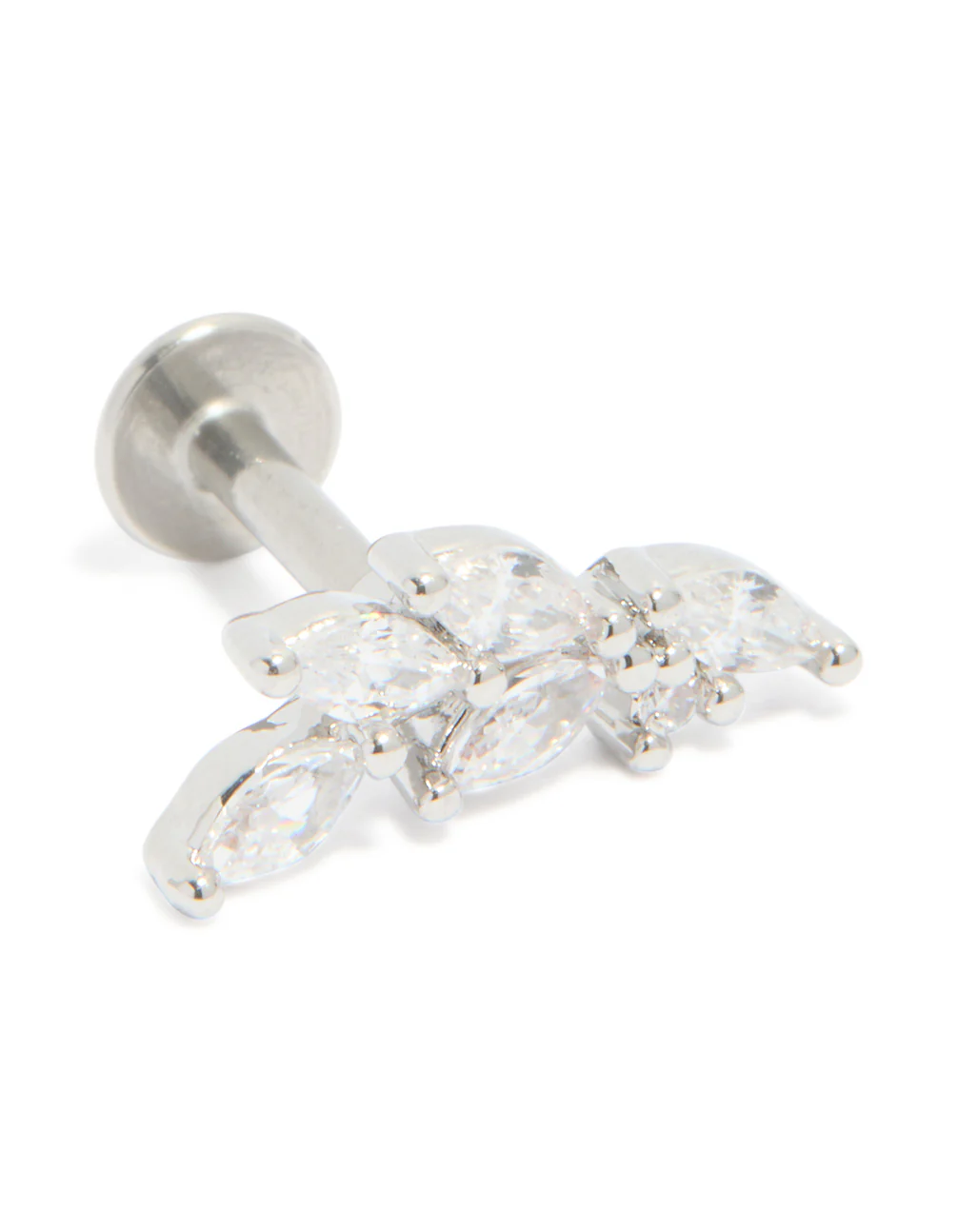 Surgical Steel Cubic Zirconia 5 Leaf Crawler Single Flat Back Stud - Image 2