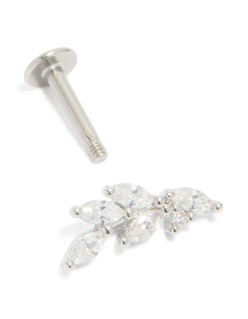 Surgical Steel Cubic Zirconia 5 Leaf Crawler Single Flat Back Stud - Image 3