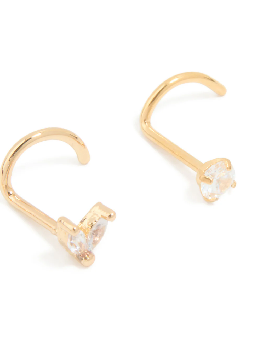 Surgical Steel Cubic Zirconia Classic & Butterfly Nose Studs 3-Pack - Image 3