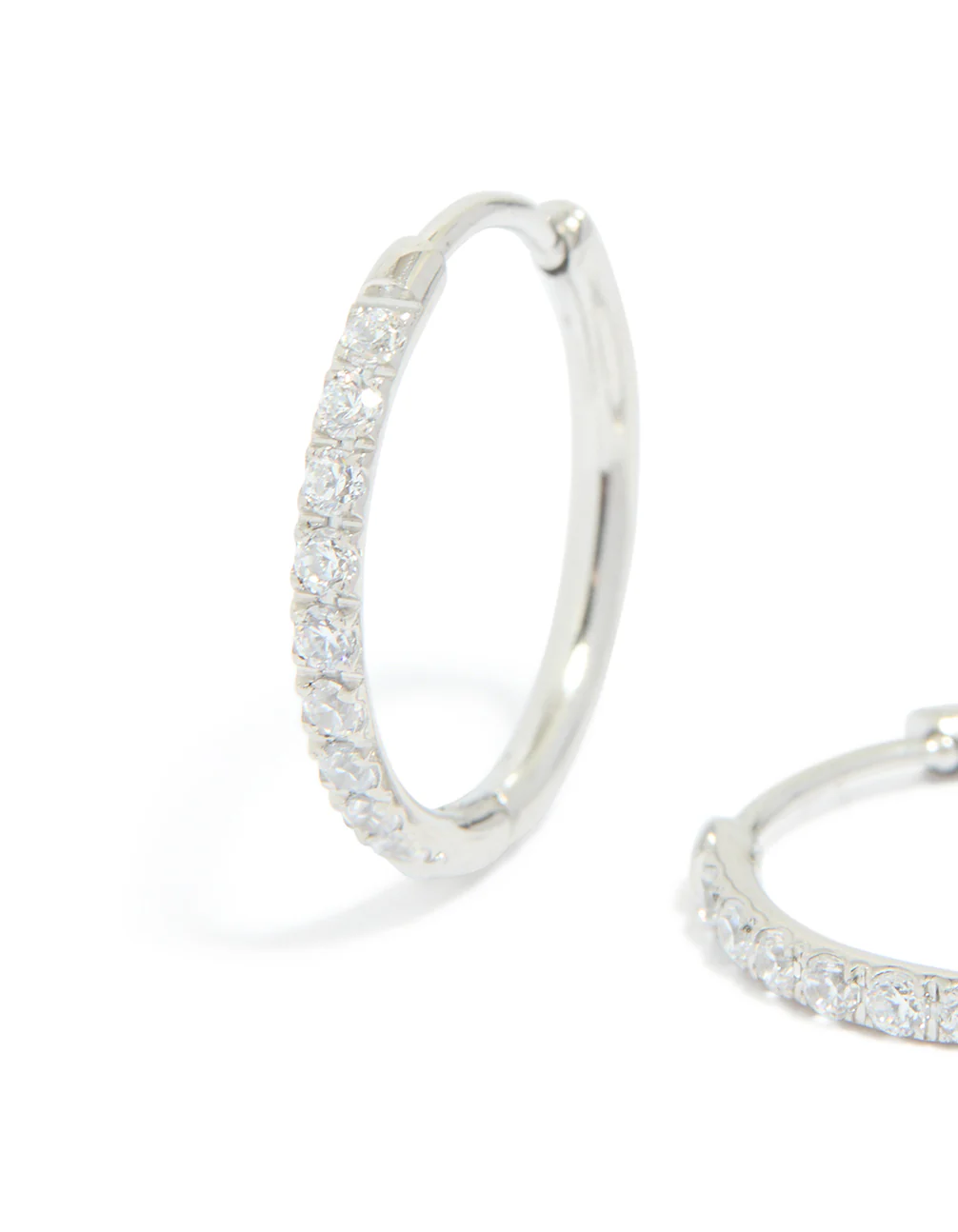 Surgical Steel Cubic Zirconia Classic Hoop Earrings 12 MM - Image 3