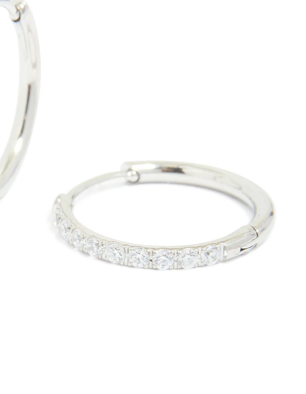 Surgical Steel Cubic Zirconia Classic Hoop Earrings 12 MM - Image 4