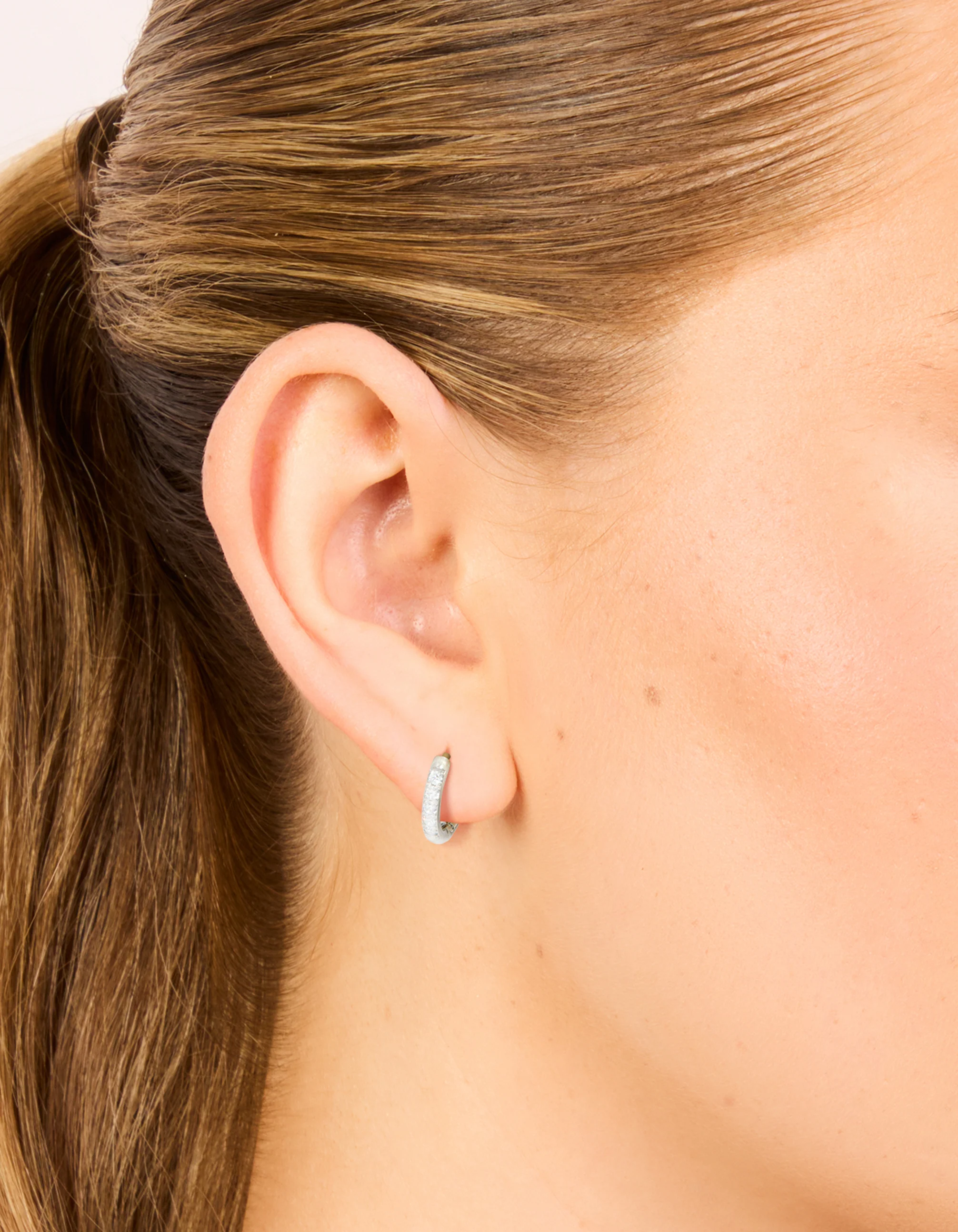 Surgical Steel Cubic Zirconia Classic Hoop Earrings - Image 2