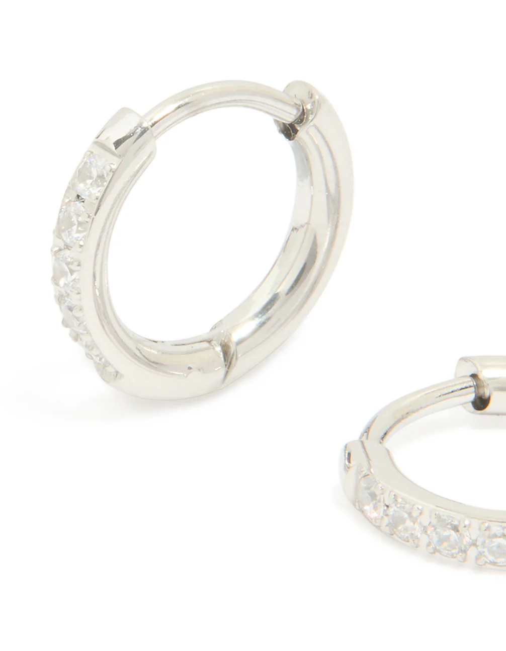 Surgical Steel Cubic Zirconia Classic Hoop Earrings - Image 3