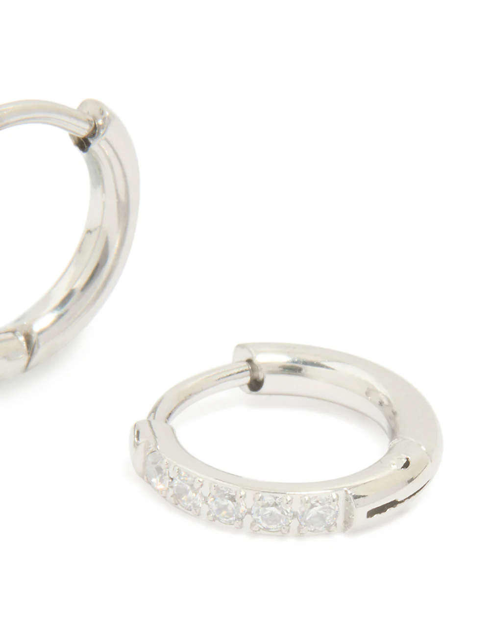Surgical Steel Cubic Zirconia Classic Hoop Earrings - Image 5