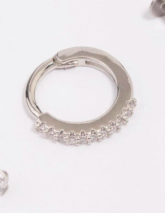 Surgical Steel Cubic Zirconia Cluster Earring 3-Pack - Image 2
