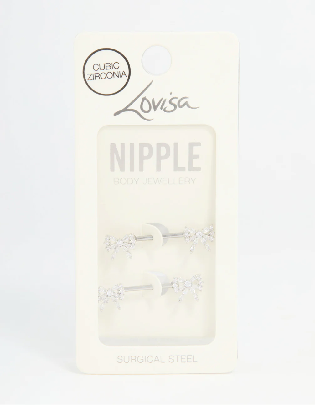 Surgical Steel Cubic Zirconia Double Bow Nipple Piercings 2-Pack - Image 3