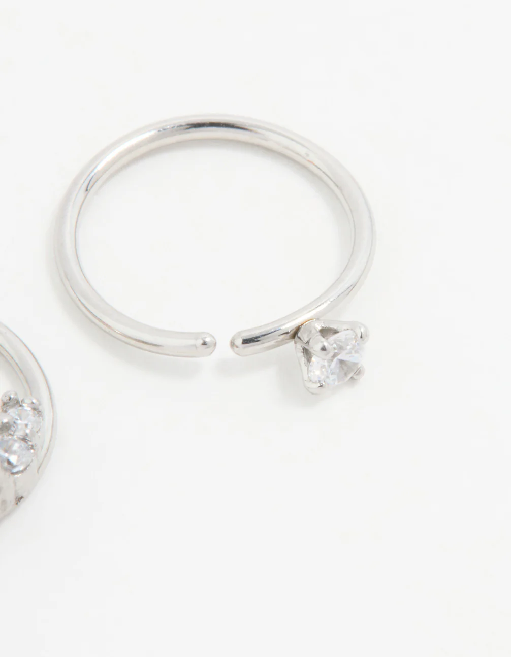 Surgical Steel Cubic Zirconia Double Hoop Nose Ring - Image 2