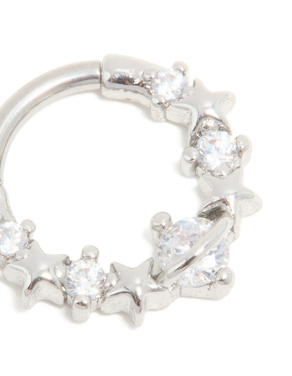 Surgical Steel Cubic Zirconia Floral Clicker Ring - Image 2