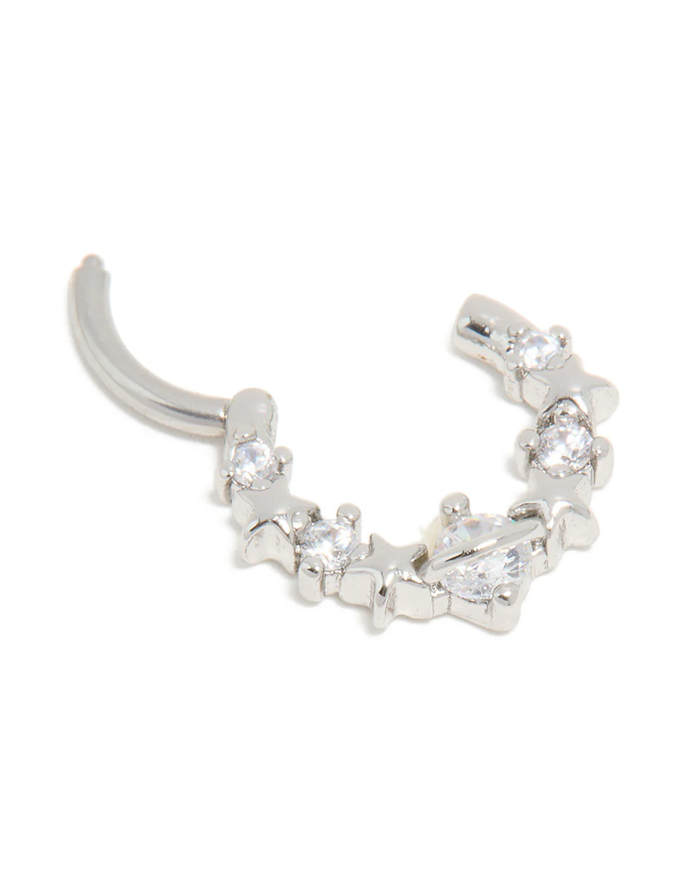 Surgical Steel Cubic Zirconia Floral Clicker Ring - Image 3