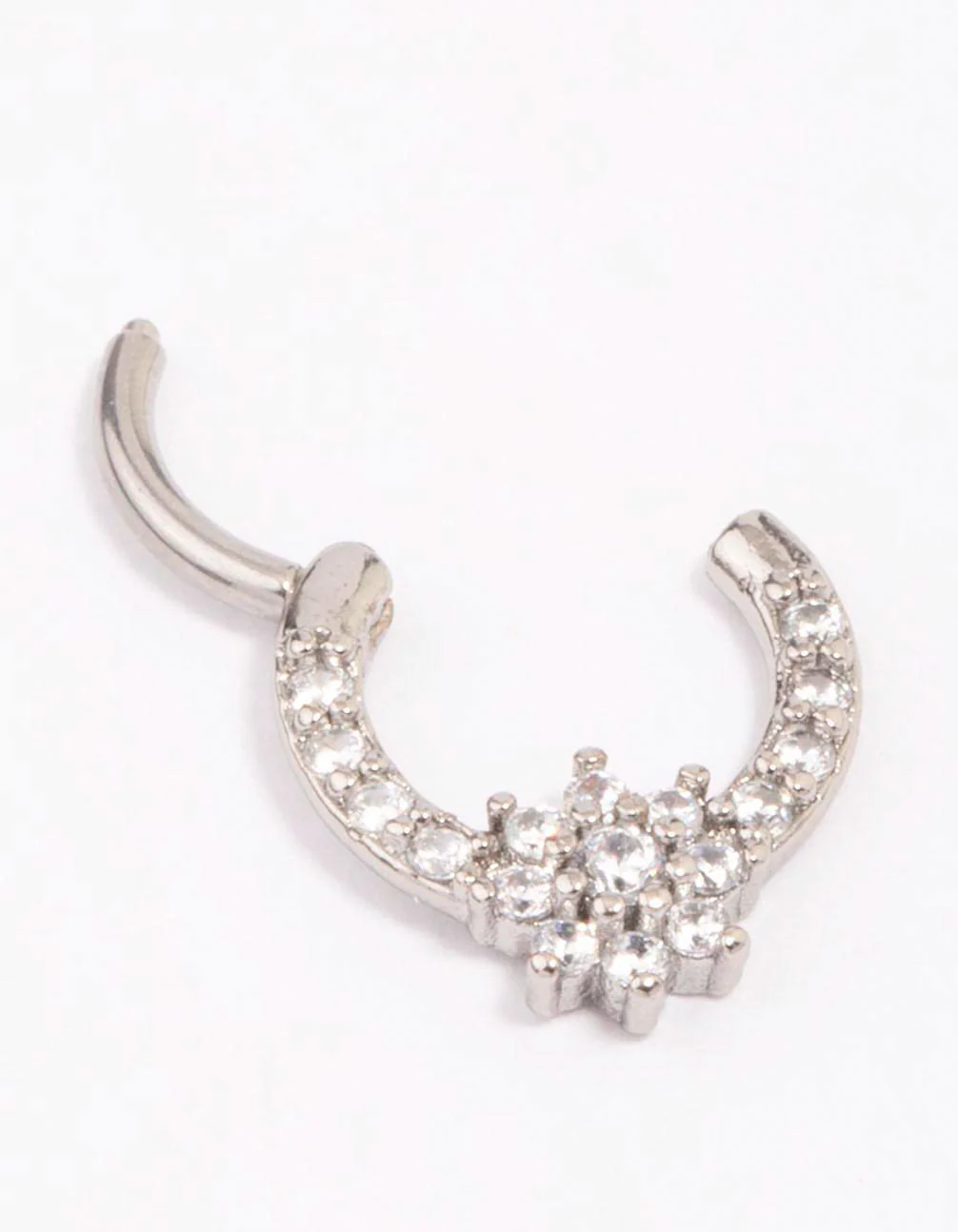 Surgical Steel Cubic Zirconia Flower Clicker Ring - Image 2