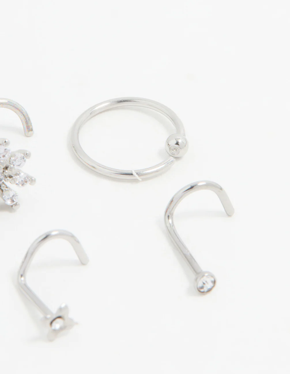 Surgical Steel Cubic Zirconia Flower Nose Piercing Pack - Image 2