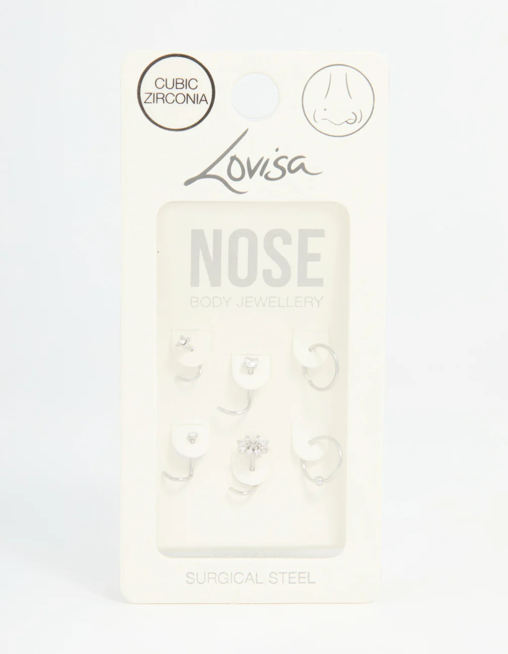 Surgical Steel Cubic Zirconia Flower Nose Piercing Pack - Image 3
