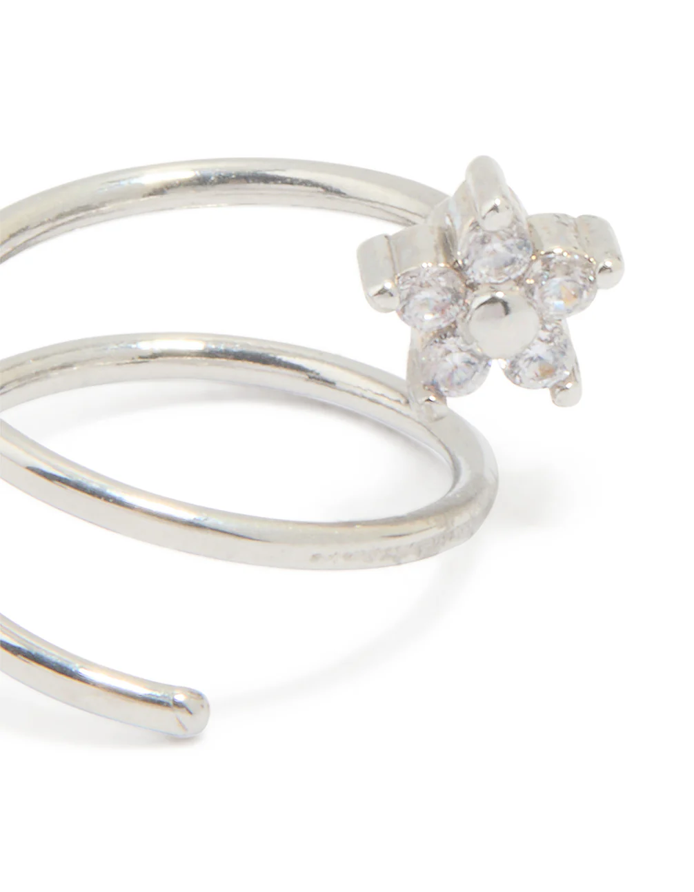 Surgical Steel Cubic Zirconia Flower Twist Nose Ring - Image 2