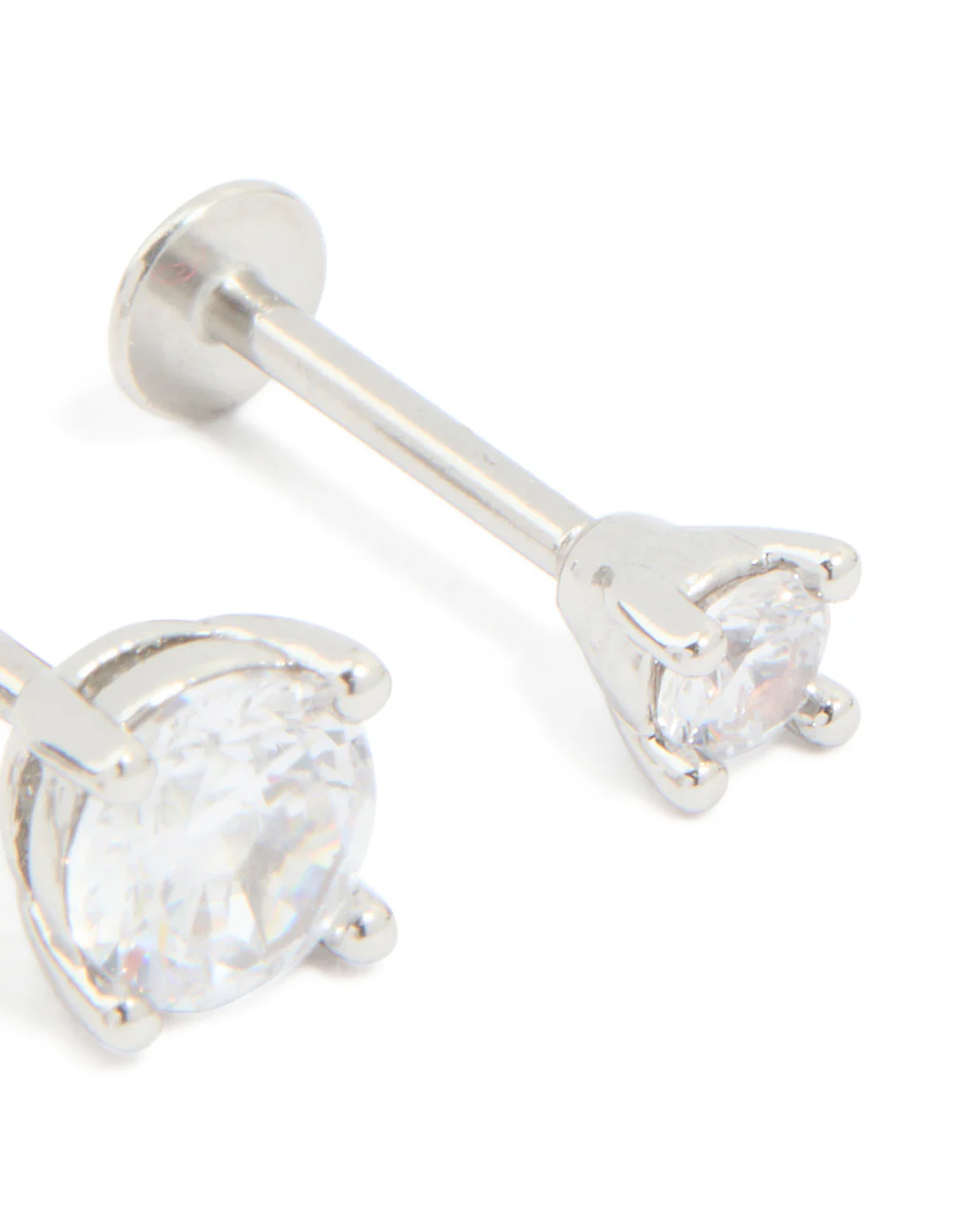 Surgical Steel Cubic Zirconia Graduated Flat Back Earrings 3-Pack - Image 3
