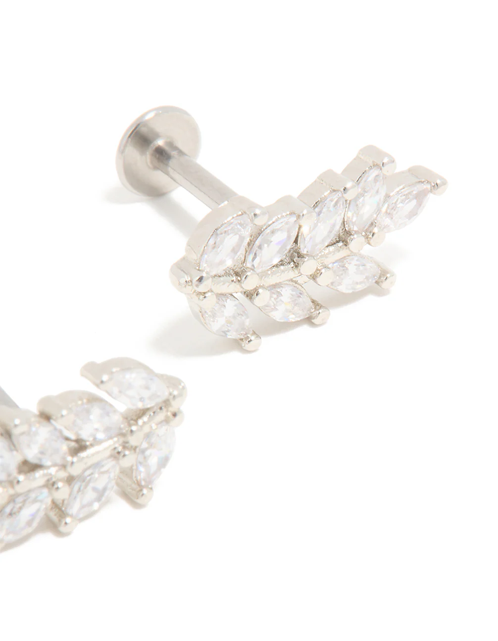 Surgical Steel Cubic Zirconia Leaf Crawling Flat Back Studs - Image 3