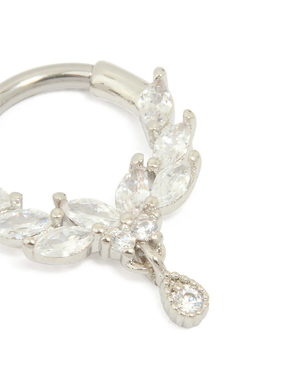 Surgical Steel Cubic Zirconia Marquise Clicker Ring - Image 2