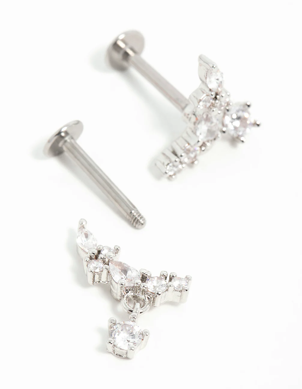Surgical Steel Cubic Zirconia Marquise Flat Back Earrings - Image 4