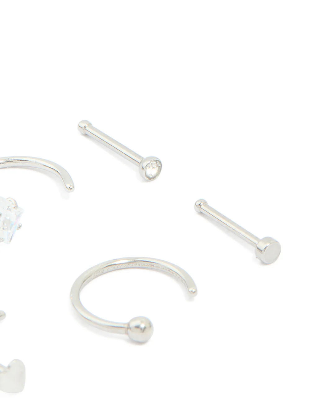 Surgical Steel Cubic Zirconia Mixed Nose Studs & Rings 6-Pack - Image 3