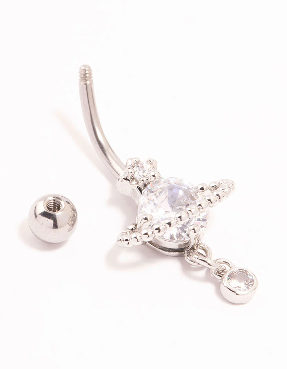 Surgical Steel Cubic Zirconia Planet Belly Bar - Image 2