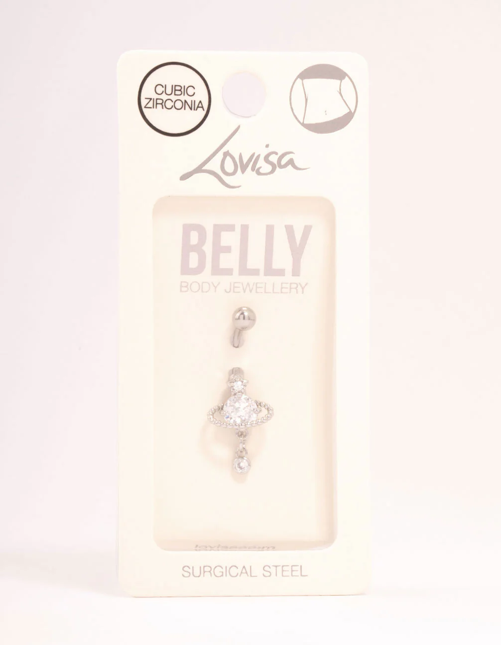 Surgical Steel Cubic Zirconia Planet Belly Bar - Image 3