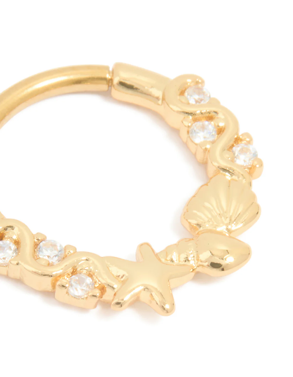 Surgical Steel Cubic Zirconia Sea Clicker Ring - Image 2