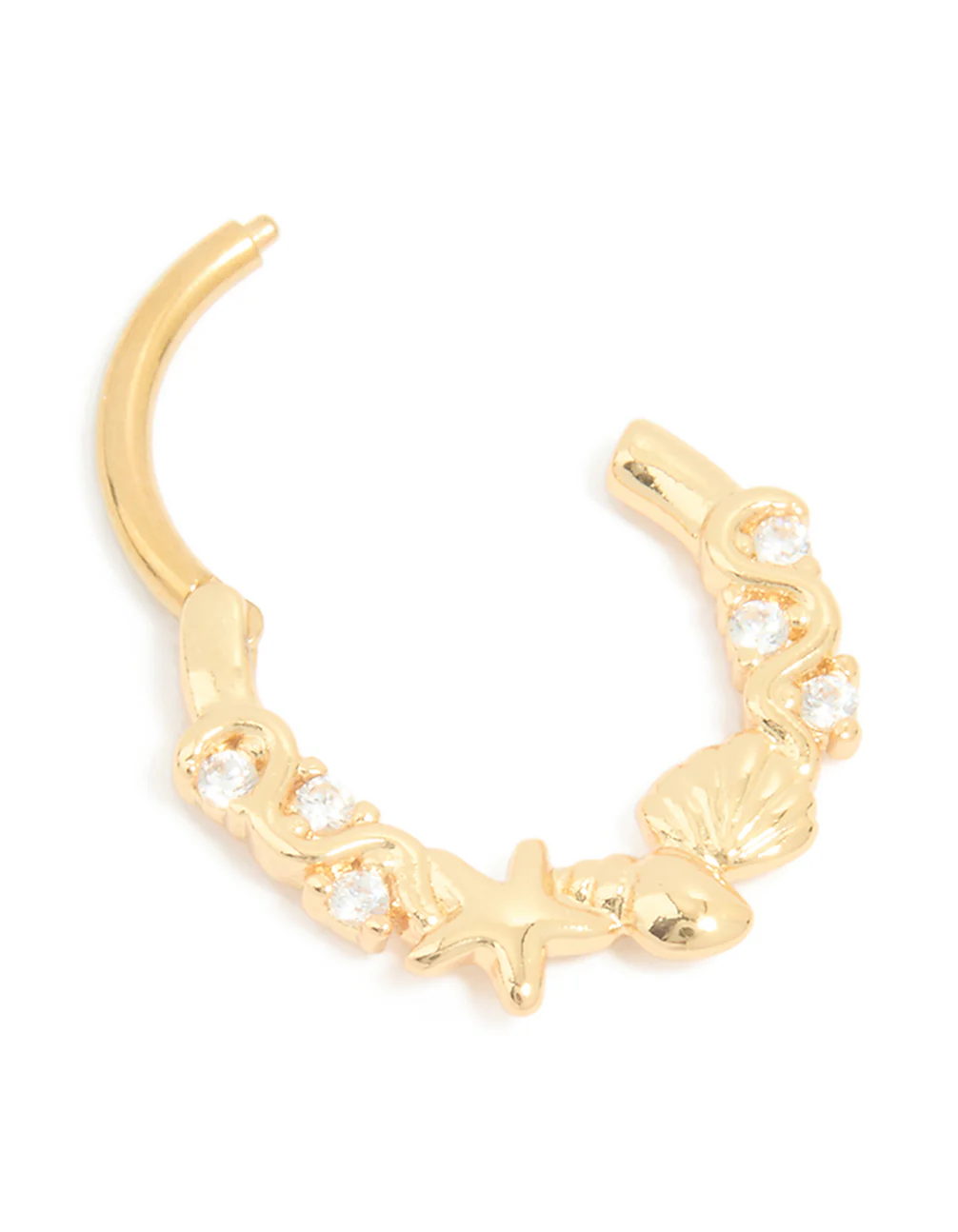 Surgical Steel Cubic Zirconia Sea Clicker Ring - Image 3