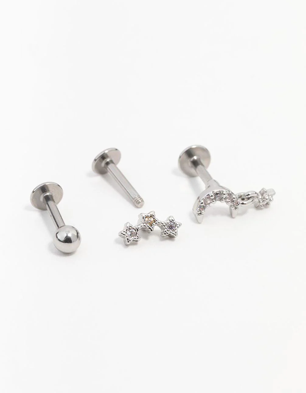 Surgical Steel Cubic Zirconia Star & Moon Flat Back 3-Pack - Image 2