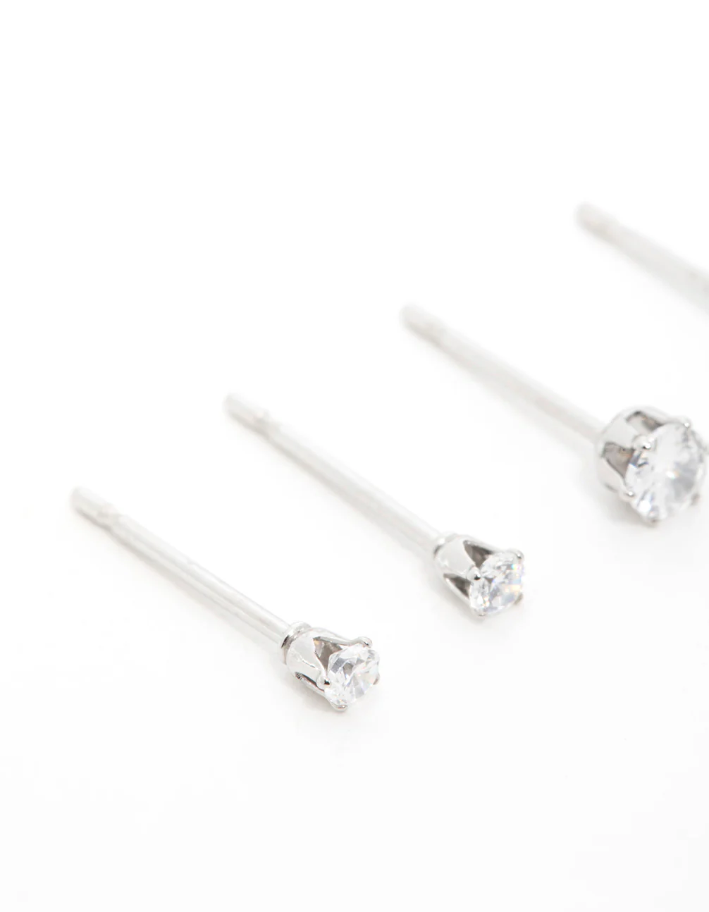 Surgical Steel Cubic Zirconia Stud Earrings 3-Pack - Image 4