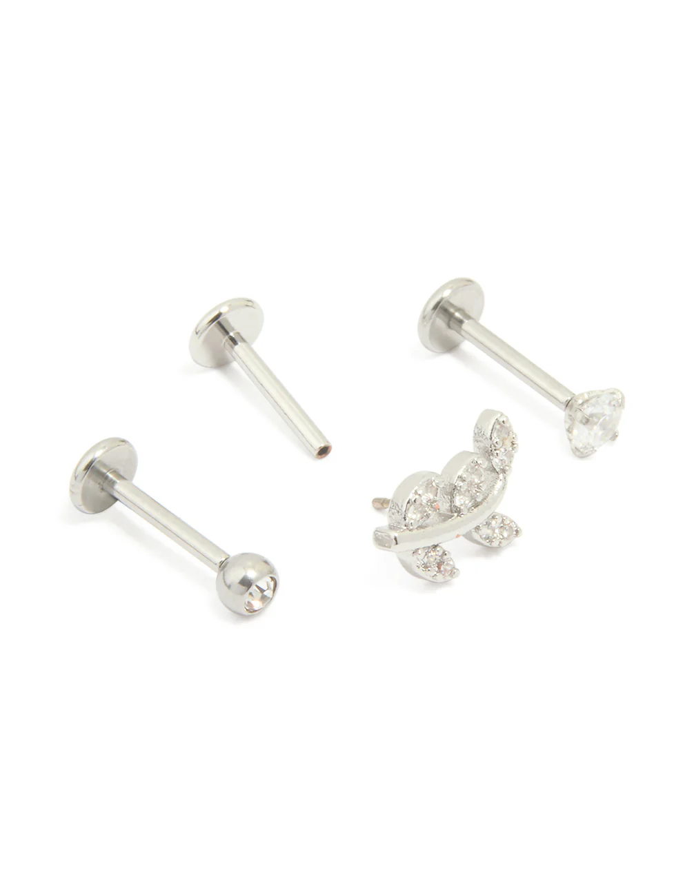 Surgical Steel Cubic Zirconia Threadless Flat Back Studs 3-Pack - Image 3