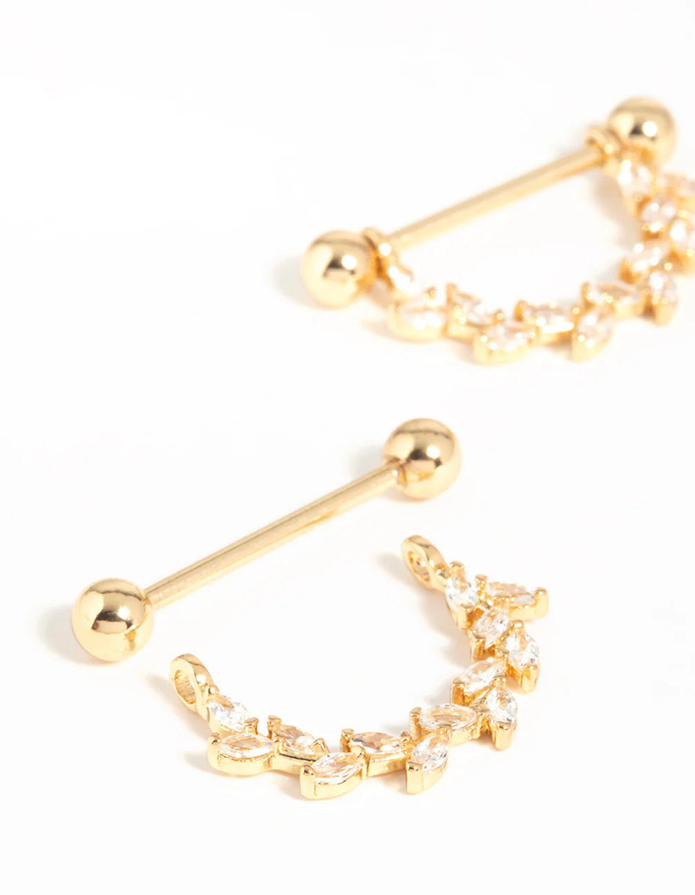 Surgical Steel Cubic Zirconia Vine Nipple Bars 2-Pack - Image 2