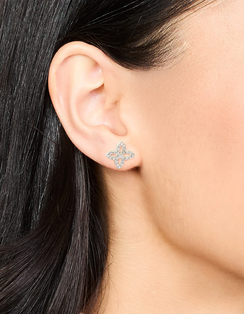 Surgical Steel Diamante Flower Stud Earrings - Image 2