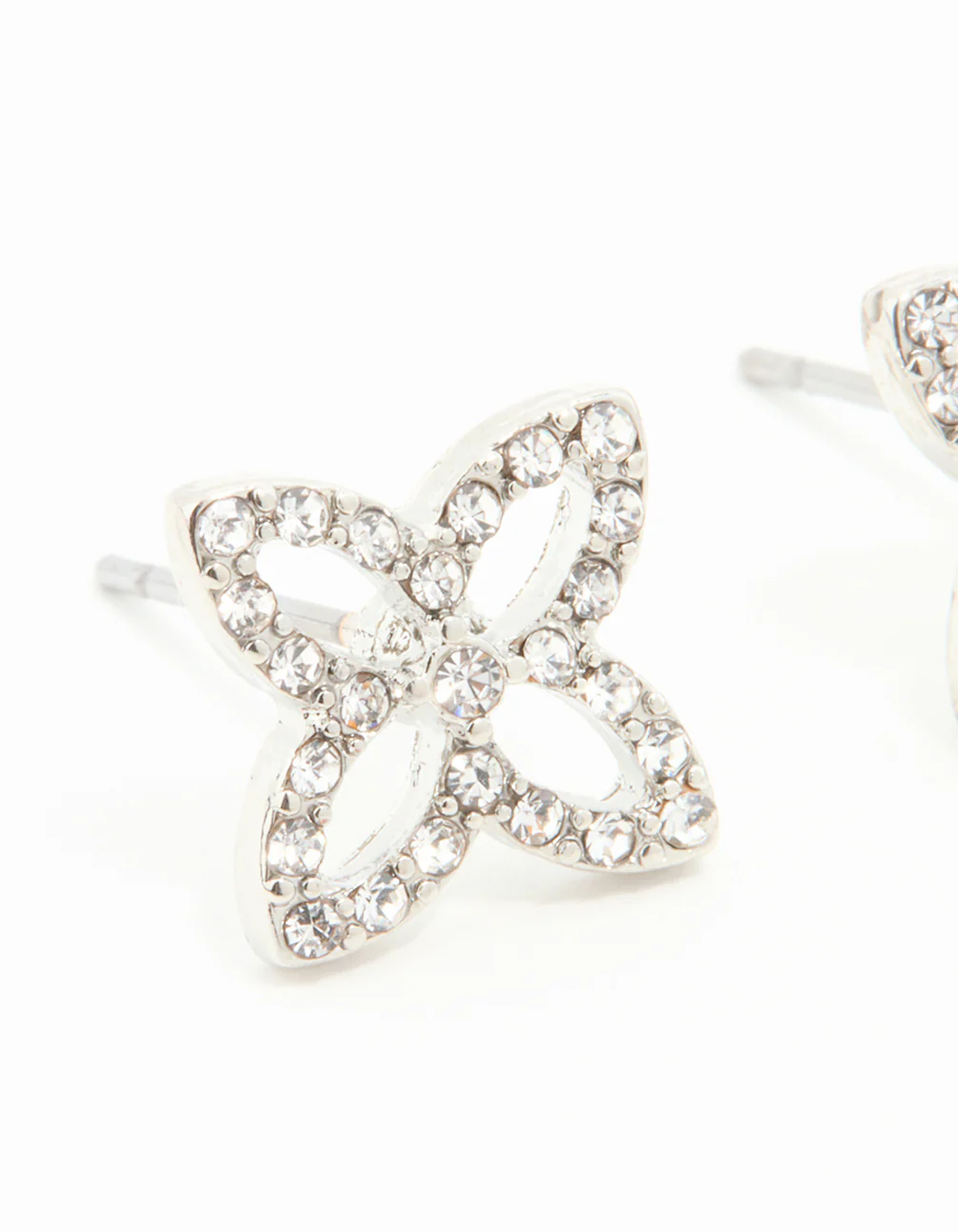 Surgical Steel Diamante Flower Stud Earrings - Image 4