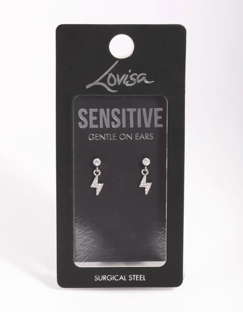 Surgical Steel Diamante Lightning Bolt Charm Stud Earrings - Image 5