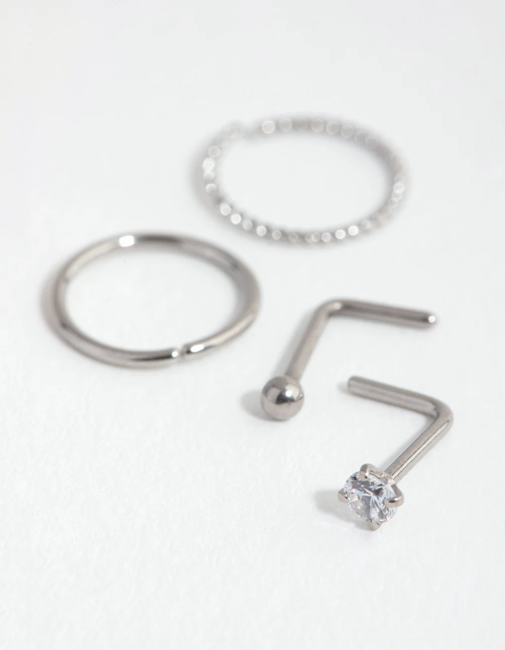 Surgical Steel Diamante Twist Nose Ring 4-Pack - Image 2