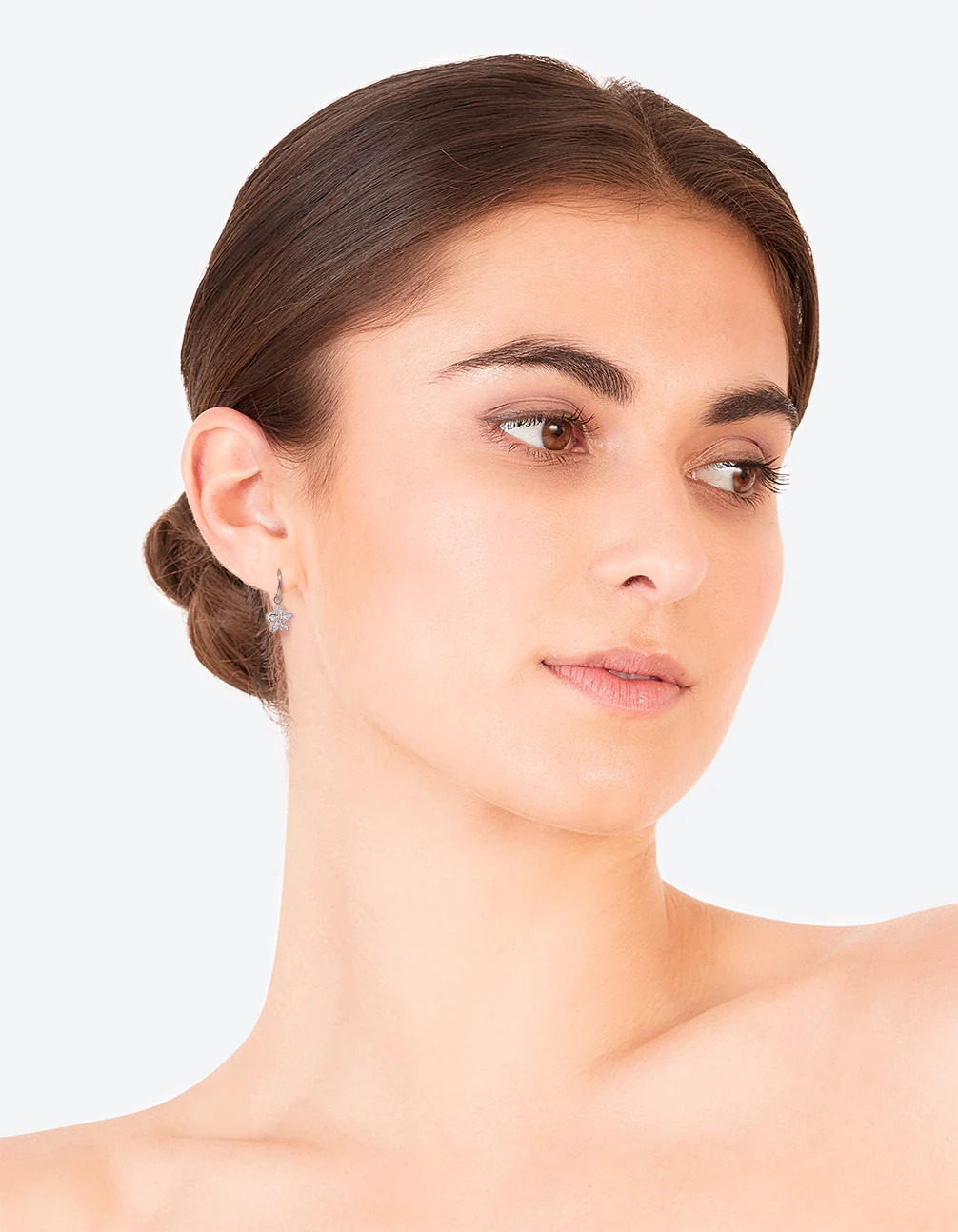 Surgical Steel Cubic Zirconia Flower Sleeper Earrings - Image 3