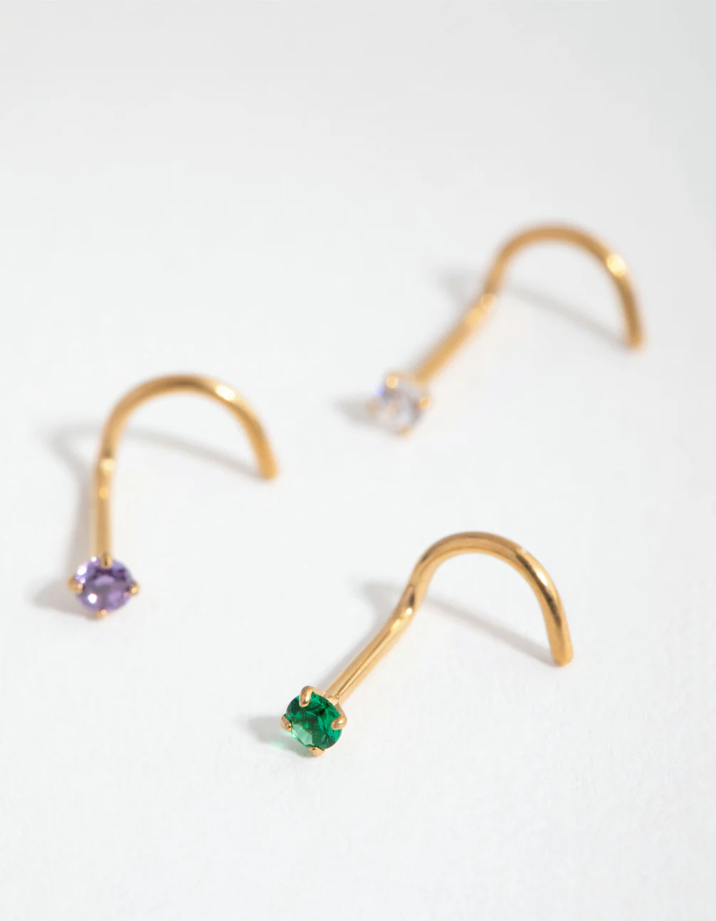 Gold Surgical Steel Classic Gem Nose Stud Pack - Image 2
