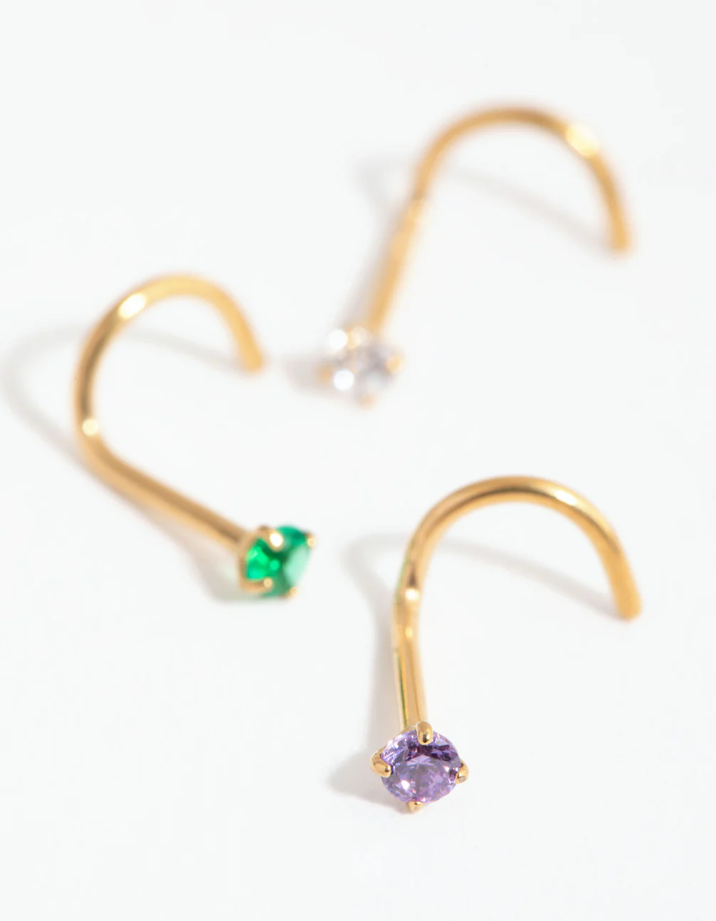 Gold Surgical Steel Classic Gem Nose Stud Pack - Image 3